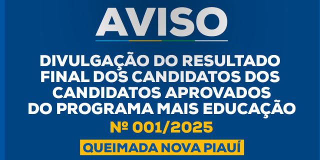 Divulgação do Resultado Final dos Candidatos Aprovados do Programa Mais Educação